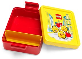 Cutie pentru gustare cu capac galben LEGO® Iconic, roşu