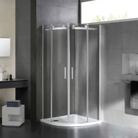 Cabină de duș Virgo curbată, cu rolă, cu înveliș Easy Clean, fără cădiță de duș