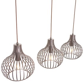 Lampă modernă suspendată maro, ovală, cu 3 lumini - Saffira