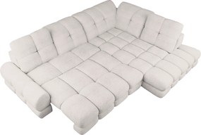Set canapea extensibilă cu funcţie de extensie electrică, crem, pe dreapta, TOLLO L ROH