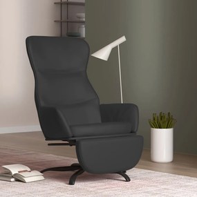 3097451 vidaXL Scaun de relaxare cu taburet, negru, piele ecologică