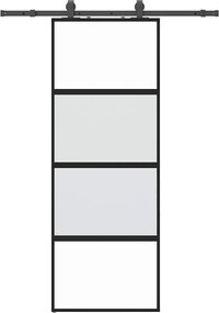 vidaXL Ușă glisantă cu set feronerie neagră 76x205cm sticlă securizată