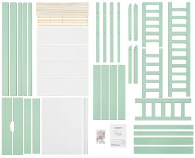 Patut Marli 90 x 200 cm cu 2 sertare si grilaj cu lamele - mentol