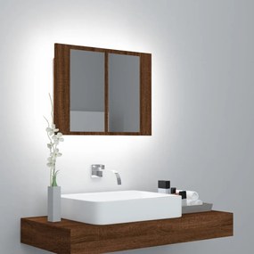 822843 vidaXL Dulap cu oglindă & LED stejar maro 60x12x45 cm lemn compozit
