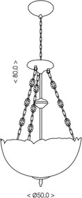 Brilagi - Candelabru Tiffany din vitralii MIRABELLA, 3x E27/60W/230V, Ø 50 cm, suspendat pe lanț