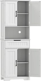 HOMCOM Mobilier de Bucătărie cu Sertar și 2 Dulapuri cu Rafturi Reglabile Alb | Aosom Romania