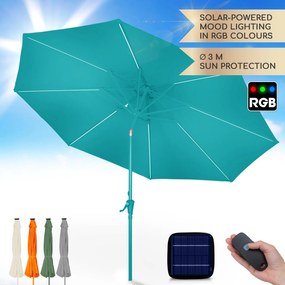 Calais, umbrelă de soare, LED, cadru din aluminiu, husă din poliester, protecție UV 50