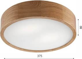 Brilagi CARVALHO Lampă de plafon LED RGBW dimmabilă, 2xE27/15W/230V, Wi-Fi, finisaj stejar, diam. 37,5 cm