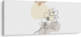 Tablou - Flori bej cu fluture N⁰3 (120x50 cm)