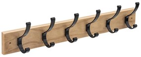 Cuier pentru hol, din lemn de paulownia, 6 carlige metalice