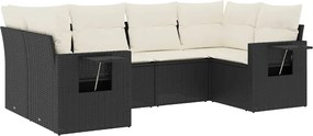 vidaXL Set mobilier de grădină cu perne, 6 piese, negru, poliratan