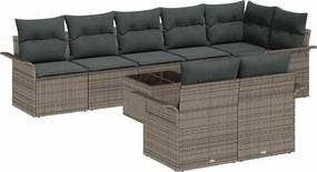 vidaXL Set de canapele pentru grădină 9 pcs Gri poliratan