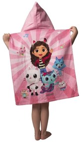Poncho pentru copii roz pentru 3-8 ani din bumbac Gabby´s Dollhouse – Jerry Fabrics