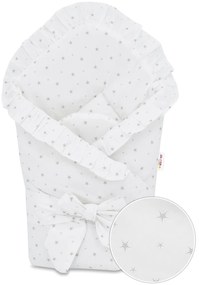 Baby Nellys Ambalaj rapid 80x80cm cu zburli și panglică - mini nou stea gri