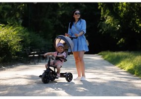 Tricicletă pentru copii 3 în 1 QPlay RITO STAR gri deschis