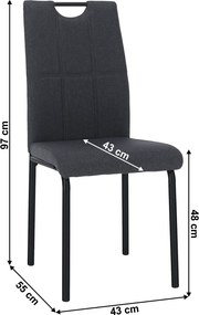 Scaun de sufragerie, gri/metal, JONKA