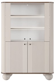 Vitrină cu patru uși Vesper 103 cm - cașmir / nuc / mânere negre / picioare rotunde