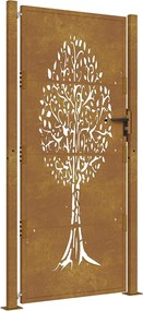 vidaXL Poartă de grădină 100x175 cm, oțel corten, design copac