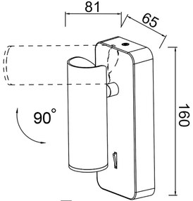 Aplica de perete cu reader Mini GU10 NOTTE alama antic