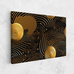 Tablou Canvas, 20x30cm, Dormitor si Living, Abstracte, Abstract cu linii, Gold Circle With Lines (2)