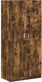 vidaXL Șifonier, stejar fumuriu, 90x52x200 cm, lemn prelucrat