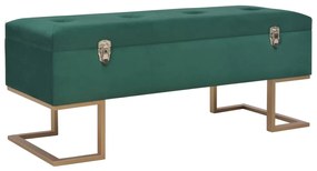 247570 vidaXL Banchetă cu un compartiment de depozitare verde 105 cm catifea
