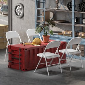 HOMCOM Set de 4 scaune pliabile scaune de sufragerie portabile cadru din oțel 45 x 46 x 78 cm alb | Aosom Romania