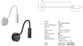 Aplica LED de perete cu brat flexibil Minimal alba