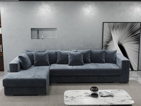 Colțar extensibil dumonde cu ladă de depozitare si sezut confortabil din spuma high-density, Gloria Euphoria Grafit 320x183 cm