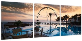 Tablou - Stațiune la mare (cu ceas) (90x30 cm)