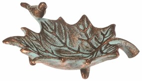Băcănie metalică Frunză de arțar cu păsăricăRomance, 17 x 16 x 6 cm, cupru