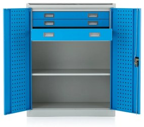 Cutie de scule metalica, 92 x 50 x 117 cm, incuietoare cu cilindru, albastru - ral 5012