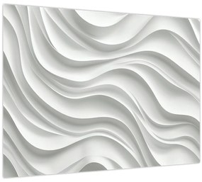 Tablou pe sticlă - Valuri Albe 3D (70x50 cm)