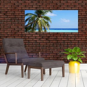 Tablou cu palmier pe plajă (120x50 cm)