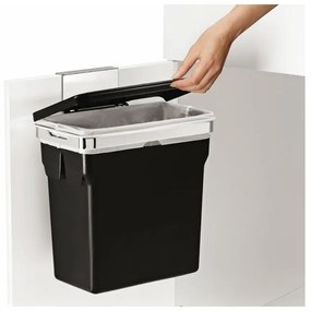 Coș încorporat 10 l, găleată din oțel cromat/plastic, negru