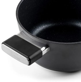 Cratiță Luigi Ferrero Regina FR-2040 20x10 cm, 2,5 l, Acoperire antiaderentă cu efect de marmură, Capac din sticlă cu orificiu pentru abur, Negru