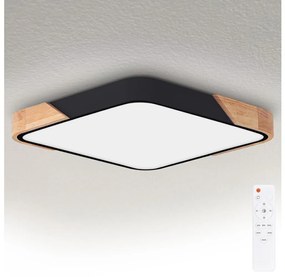 Brilagi - Lampă LED dimabilă PILANA LED/60W/230V stejar/negru 56x56 cm + telecomandă