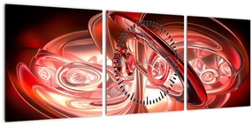 Tabloul - forme roșii (cu ceas) (90x30 cm)