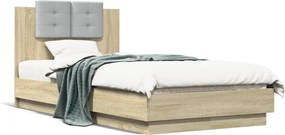 vidaXL Cadru de pat cu tăblie stejar sonoma 75x190 cm lemn prelucrat