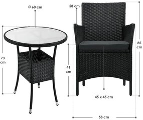 Jusky Set balcon Bayamo - perne negre + gri