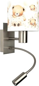 Brilagi - Lampă LED flexibilă BOBO 1xE27/25W/230V + LED/3W, finisaj cromat/alb/cu imprimeu ursuleți