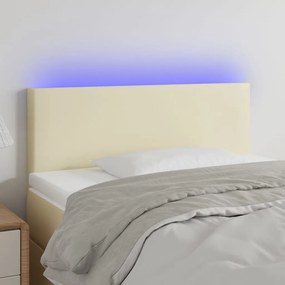 3121418 vidaXL Tăblie de pat cu LED, crem, 100x5x78/88 cm, piele ecologică