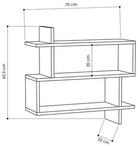 Raft în culoare naturală etajat cu aspect de lemn de stejar 70 cm Paralel – Kalune Design