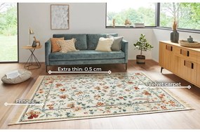 Covor crem din viscoză 135x195 cm Oriental Flowers – Nouristan