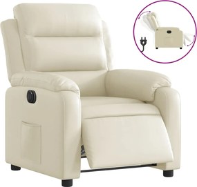 vidaXL Fotoliu rabatabil electric, crem, piele ecologică