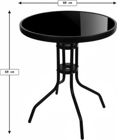 OFERTA Masa de gradina rotunda cu blat de sticla ISLAND BLACK 60 cm, negru Clasa II