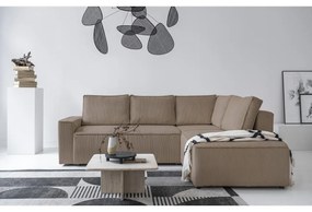 Colțar bej extensibil cu tapițerie din catifea reiată (cu colț pe partea dreaptă) Brave Dave – Miuform