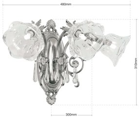 Aplica de perete design clasic LA BOHEME 3L, argintiu antic