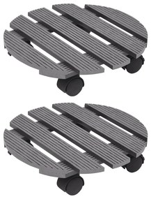 vidaXL Suporturi de plante cu role, 2 buc., gri, Ø30x7,5 cm, WPC