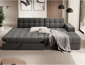 Colțar taupe extensibil cu tapițerie din catifea (cu colț pe partea dreaptă/cu șezlong) Blezalt – ELTAP